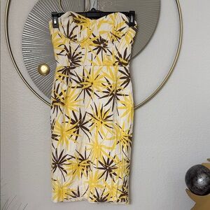 Milly of New York Strapless Dress in Yellow and Brown